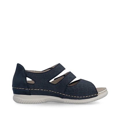 Rieker V7451-14 Navy H Fit Velcro Peep Toe Shoes
