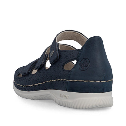 Rieker V7451-14 Navy H Fit Velcro Peep Toe Shoes