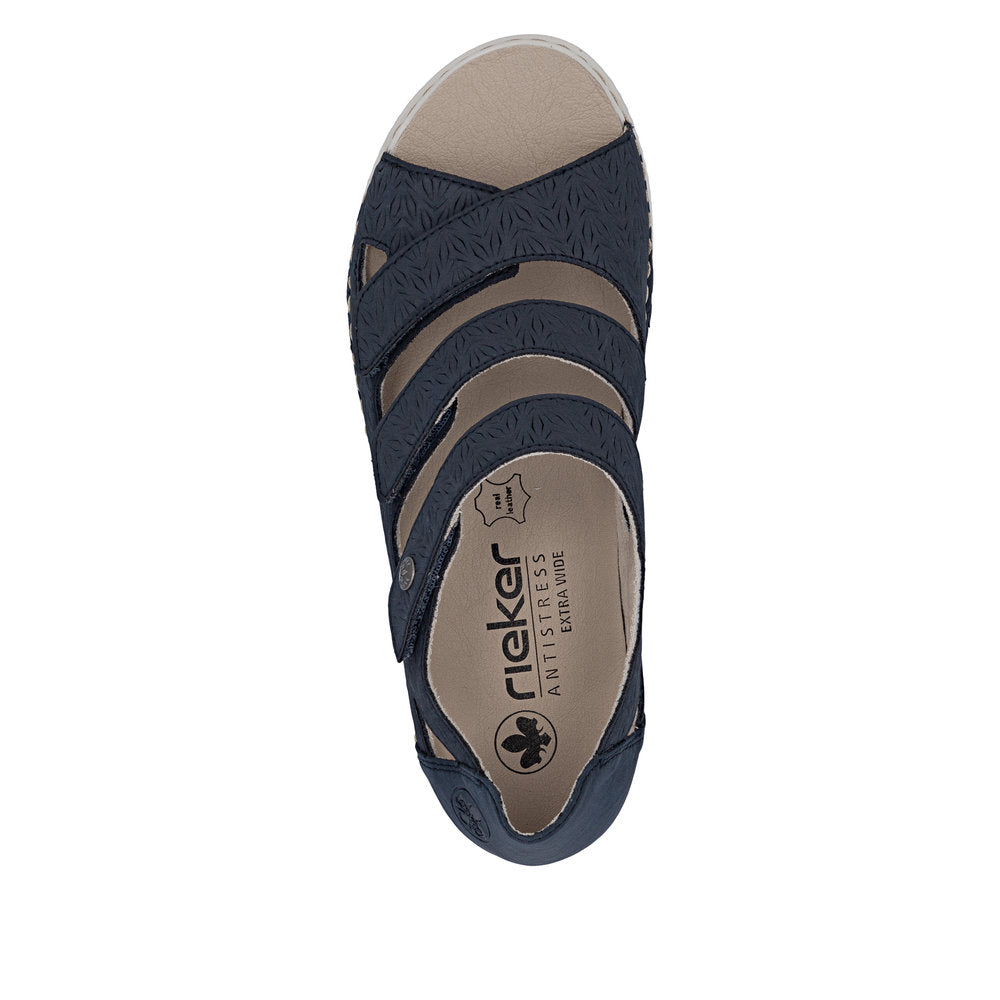 Rieker V7451-14 Navy H Fit Velcro Peep Toe Shoes