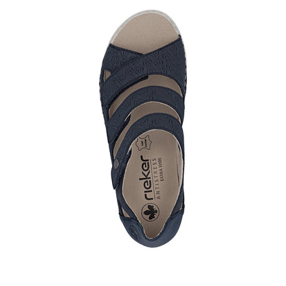 Rieker V7451-14 Navy H Fit Velcro Peep Toe Shoes