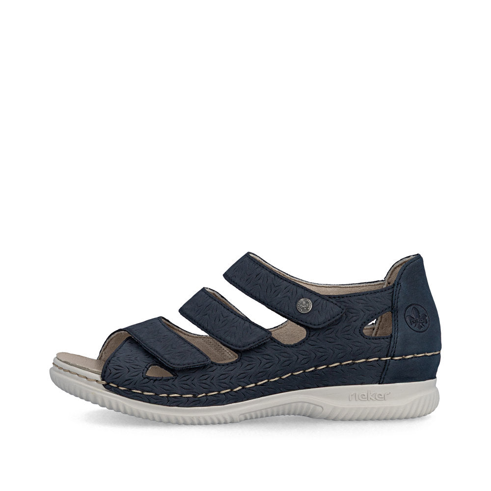 Rieker V7451-14 Navy H Fit Velcro Peep Toe Shoes