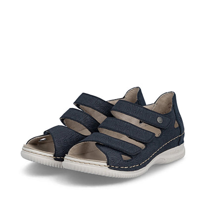 Rieker V7451-14 Navy H Fit Velcro Peep Toe Shoes