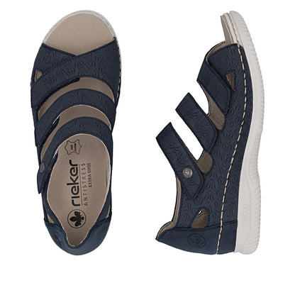Rieker V7451-14 Navy H Fit Velcro Peep Toe Shoes