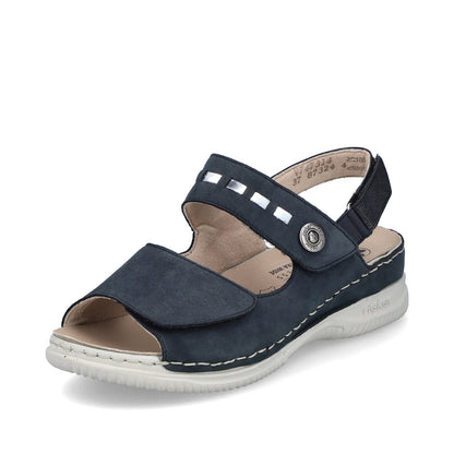 Rieker V7473-14 Navy Velcro H Fit Slingback Sandals