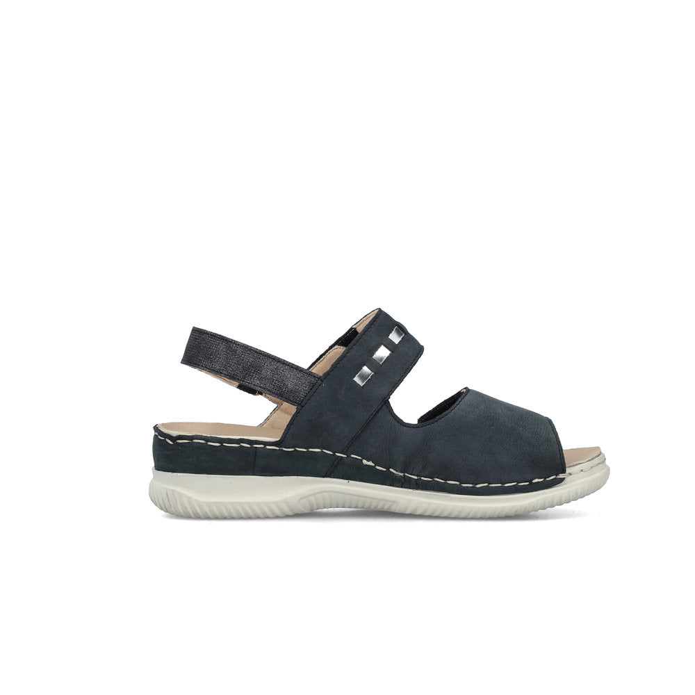 Rieker V7473-14 Navy Velcro H Fit Slingback Sandals