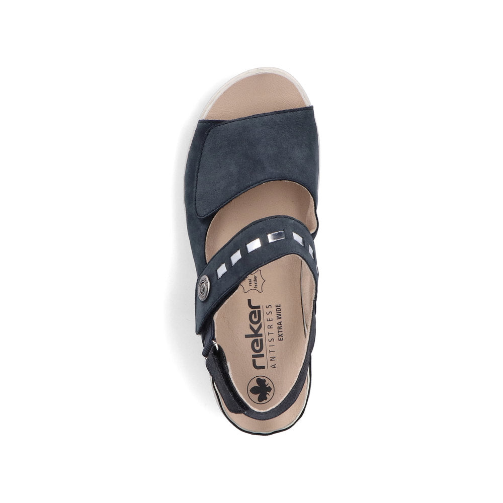 Rieker V7473-14 Navy Velcro H Fit Slingback Sandals