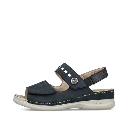 Rieker V7473-14 Navy Velcro H Fit Slingback Sandals