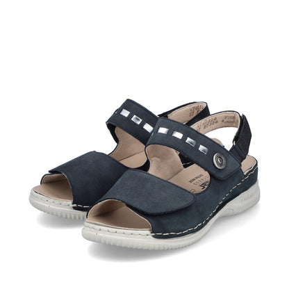 Rieker V7473-14 Navy Velcro H Fit Slingback Sandals