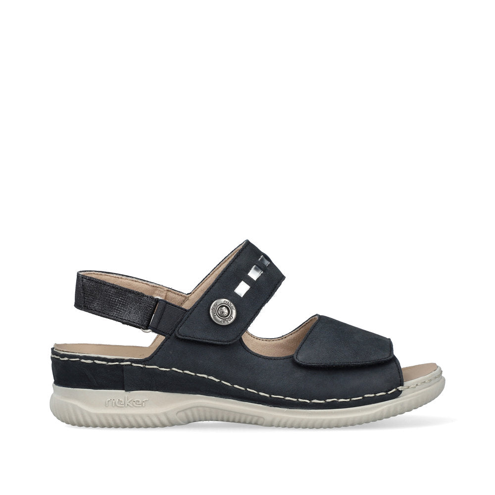 Rieker V7473-14 Navy Velcro H Fit Slingback Sandals