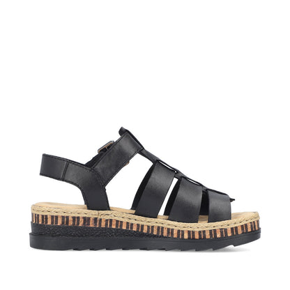 Rieker V7904-00 Black Sandals with Slingback Strap