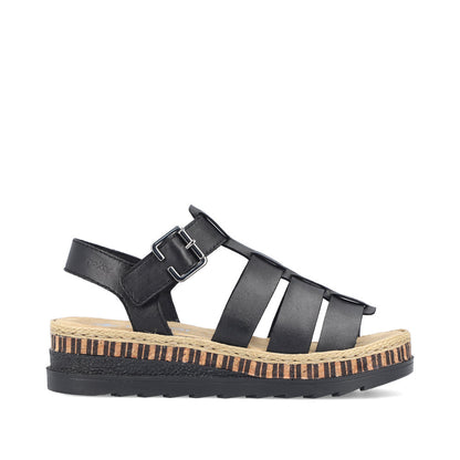 Rieker V7904-00 Black Sandals with Slingback Strap