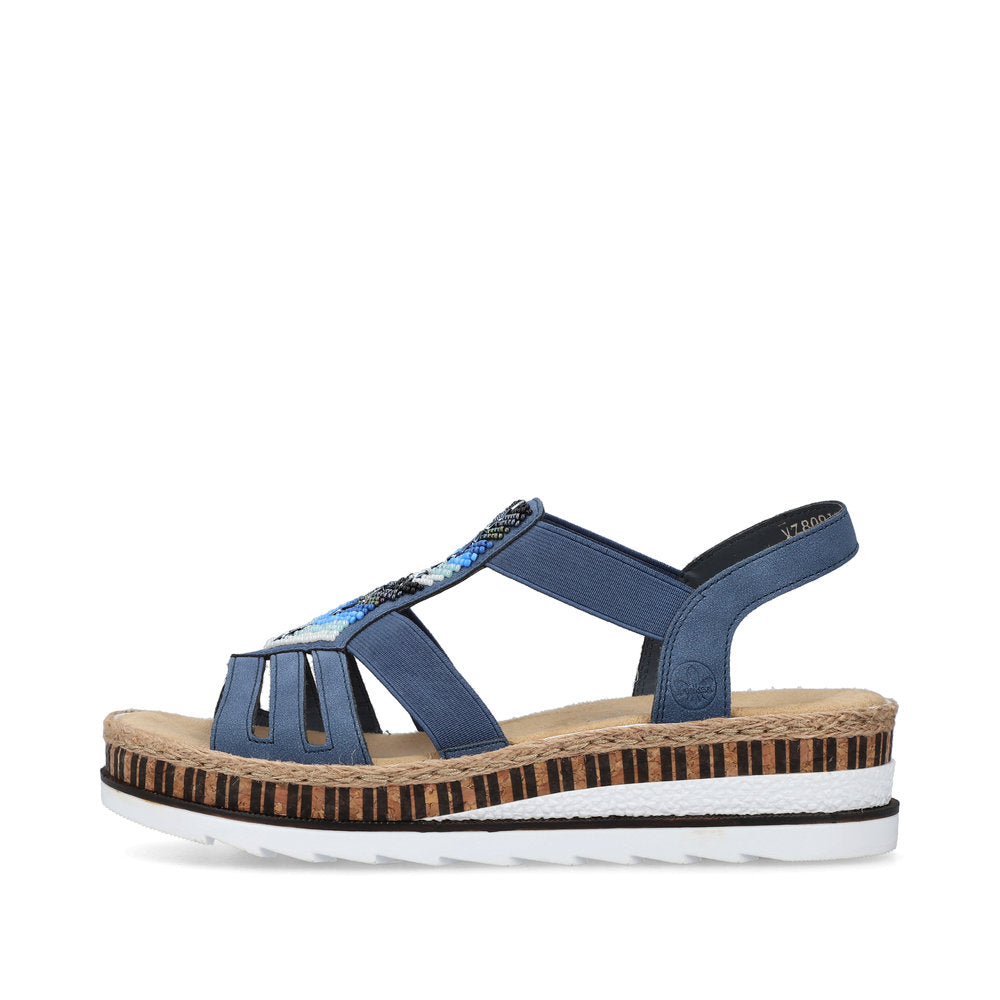 Rieker V7909-12 Blue Slingback Sandals