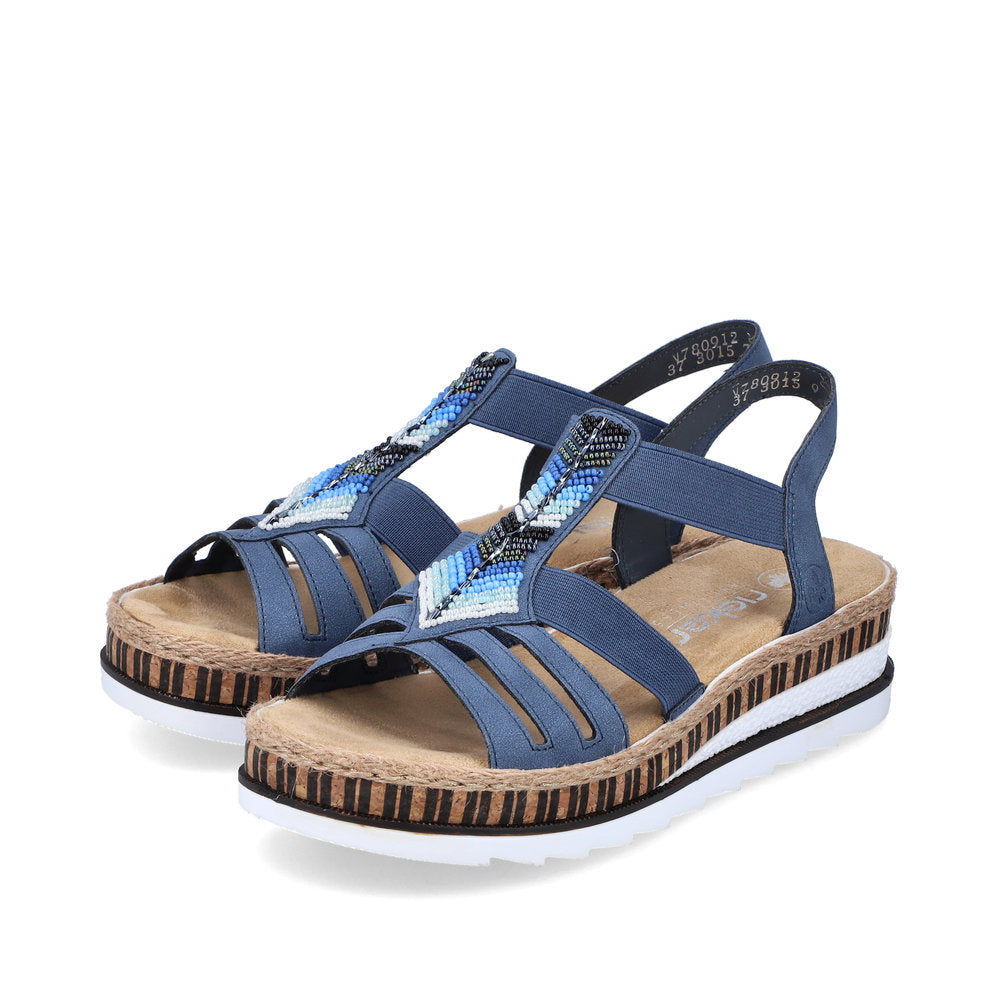 Rieker V7909-12 Blue Slingback Sandals