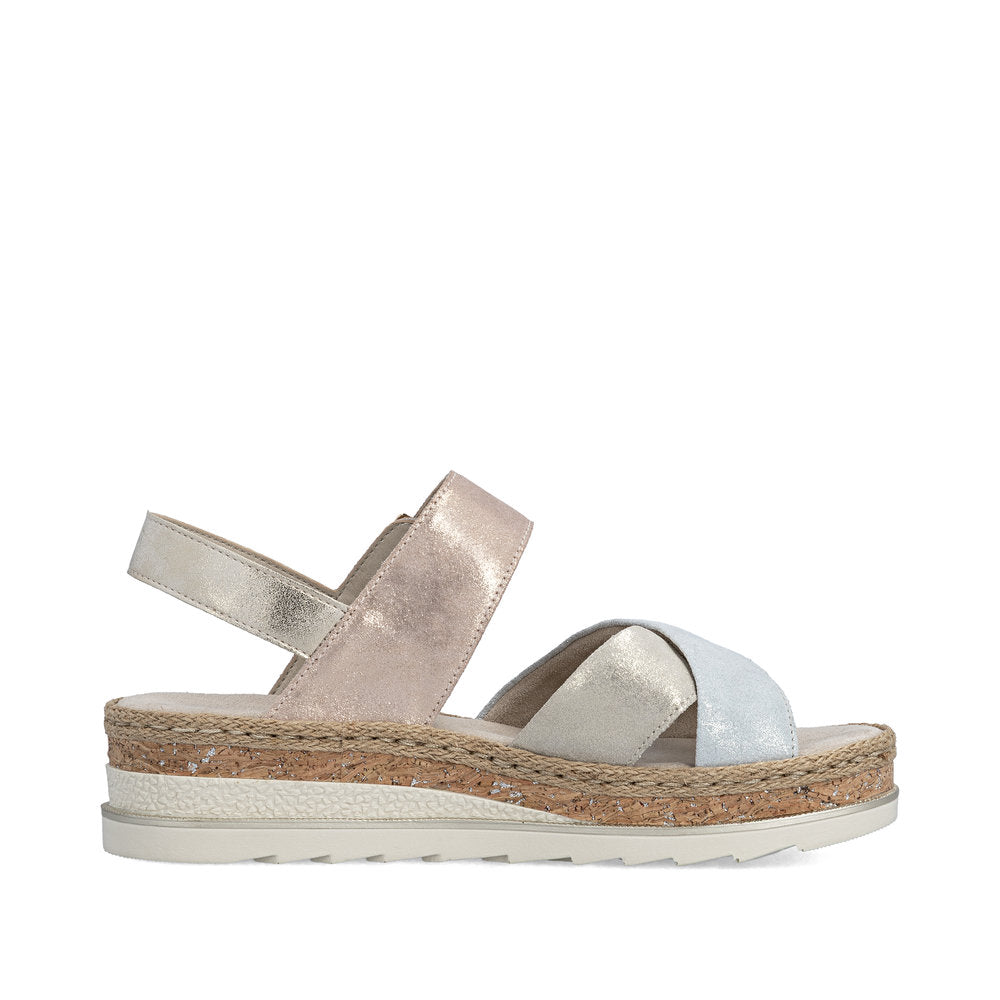 Rieker V7951-90 Gold,Silver & Rose E 1/2 Fit Slingback Sandals