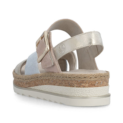 Rieker V7951-90 Gold,Silver & Rose E 1/2 Fit Slingback Sandals