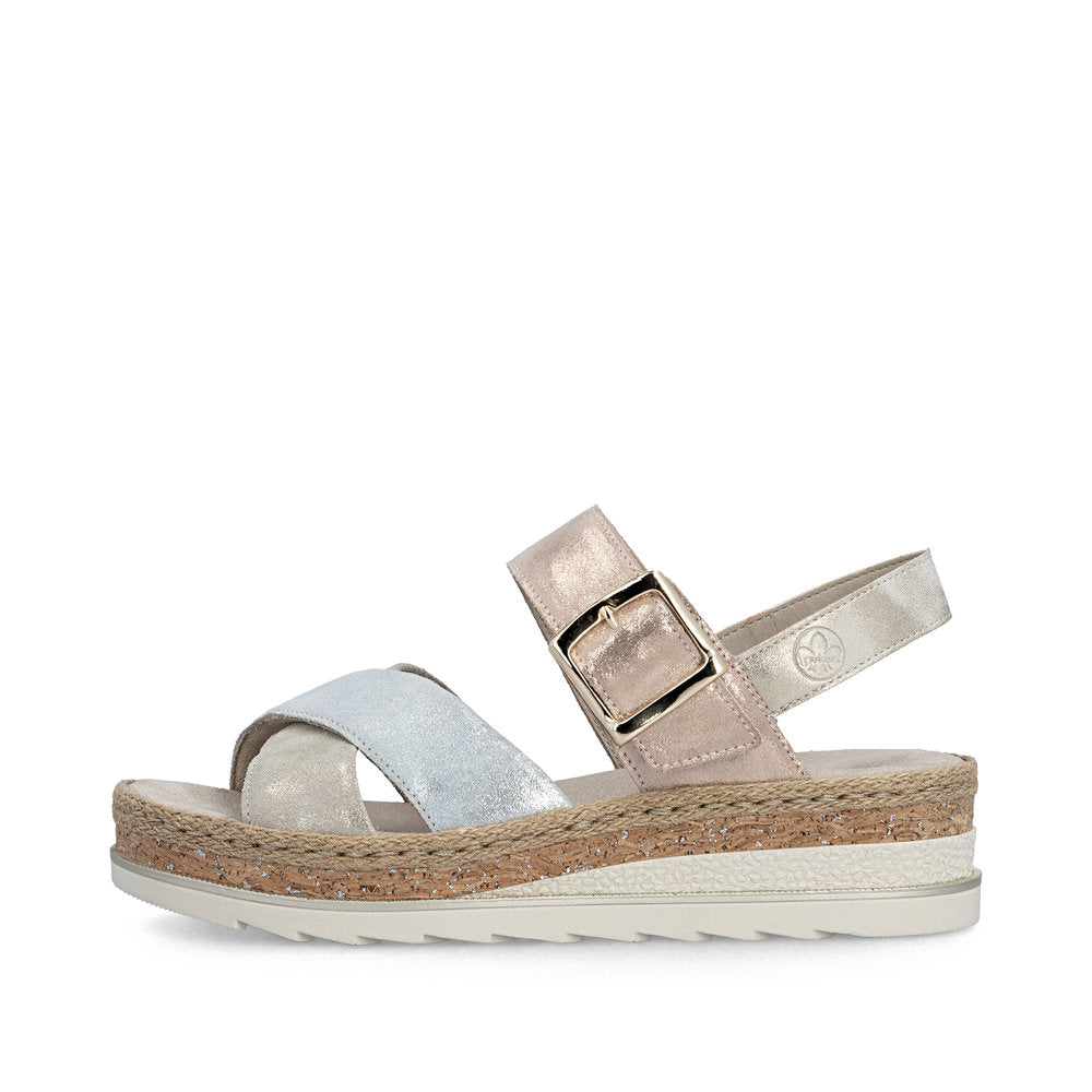 Rieker V7951-90 Gold,Silver & Rose E 1/2 Fit Slingback Sandals