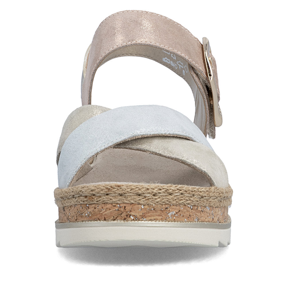 Rieker V7951-90 Gold,Silver & Rose E 1/2 Fit Slingback Sandals