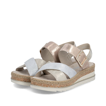 Rieker V7951-90 Gold,Silver & Rose E 1/2 Fit Slingback Sandals
