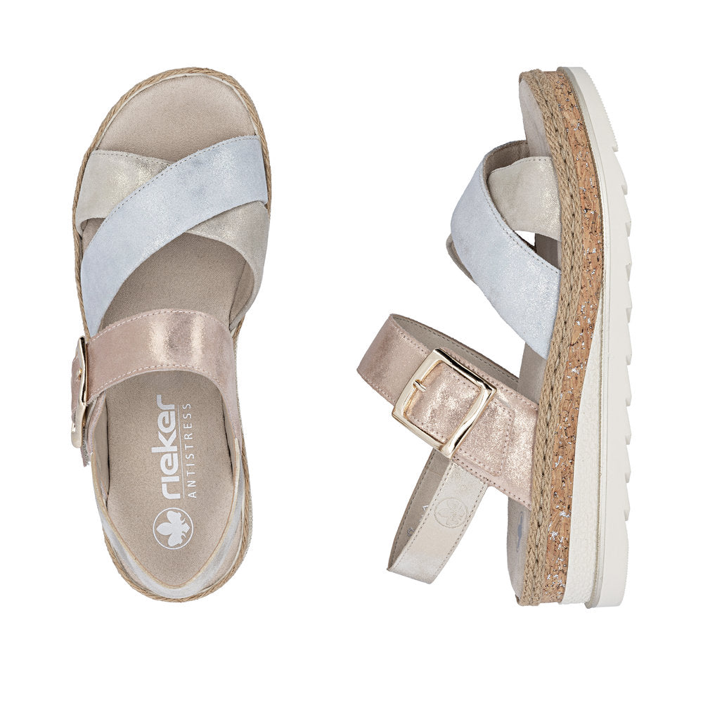 Rieker V7951-90 Gold,Silver & Rose E 1/2 Fit Slingback Sandals