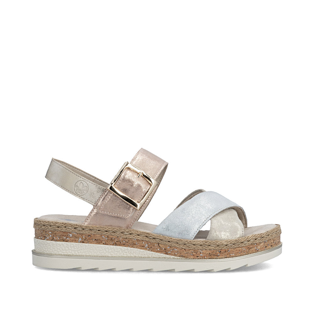 Rieker V7951-90 Gold,Silver & Rose E 1/2 Fit Slingback Sandals
