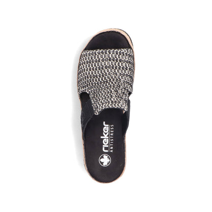 Rieker V7953-00 Black Fleck & Sand Slip On Sandals
