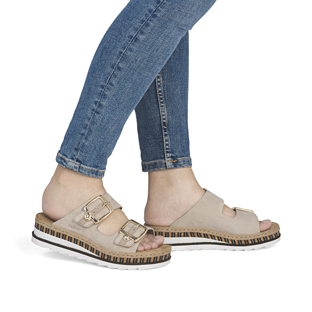Rieker V7955-60 Nude E 1/2 Fit Slip On Sandals