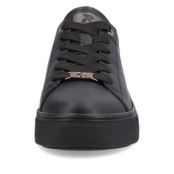 Rieker Evolution W0502-01 Black Combi Wedge Trainers with Laces