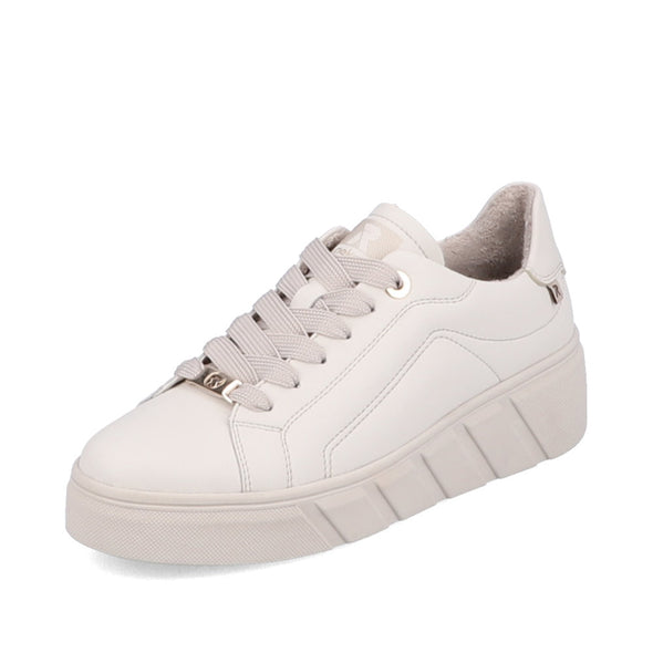 Rieker Evolution W0503-80 Off White Trainers with Zip
