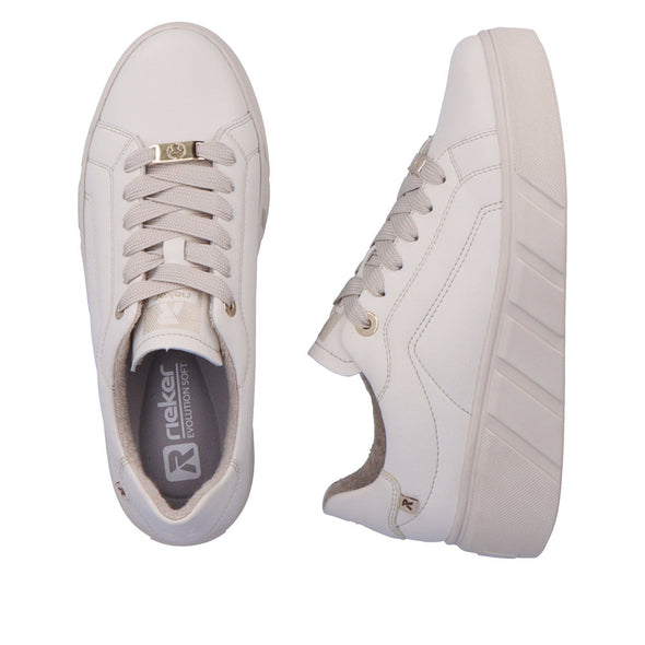Rieker Evolution W0503-80 Off White Trainers with Zip