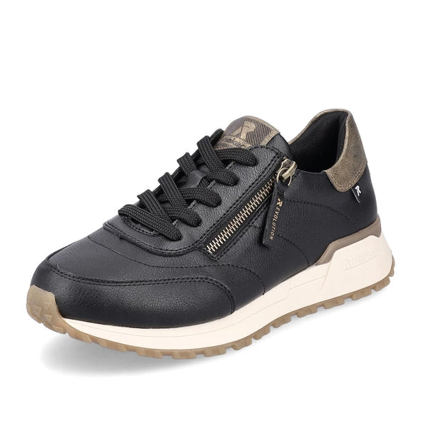 Rieker Evolution W0604-00 Black Lace & Zip Trainers