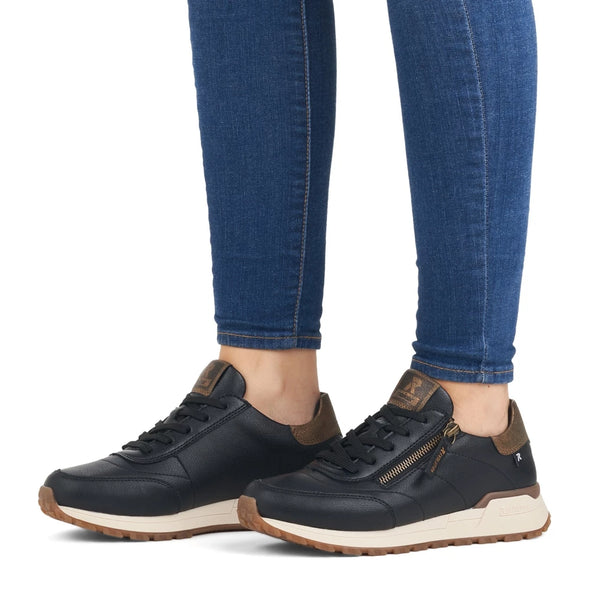 Rieker Evolution W0604-00 Black Lace & Zip Trainers