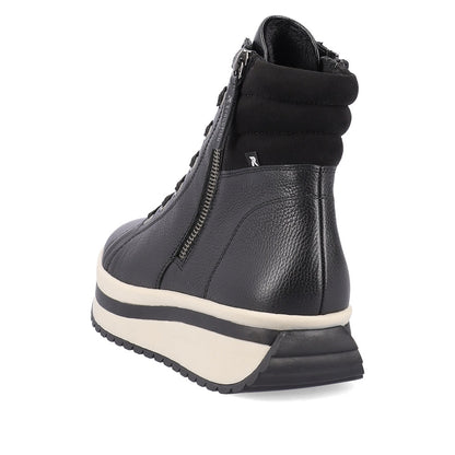 Rieker Evolution W0962-00 Black Boots with Side Zip & Black Ankle Cuff