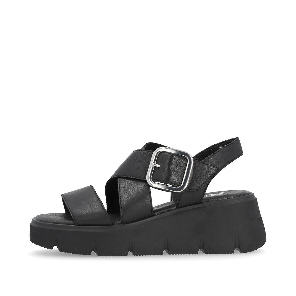 Rieker Evolution W1550-00 Black Platform Velcro Sandals – The Shoe Parlour