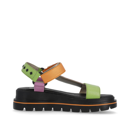 Rieker Evolution W1651-90 Green, Orange & Pink Multi Velcro Sandals