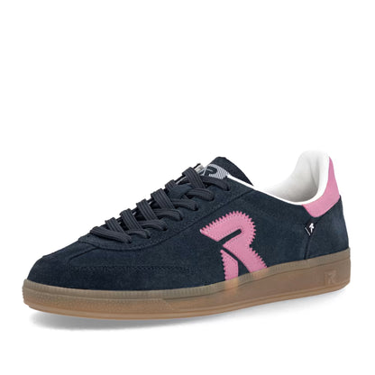 Rieker Swing2Go W2200-15 Navy & Pink Trainers with Gum Sole