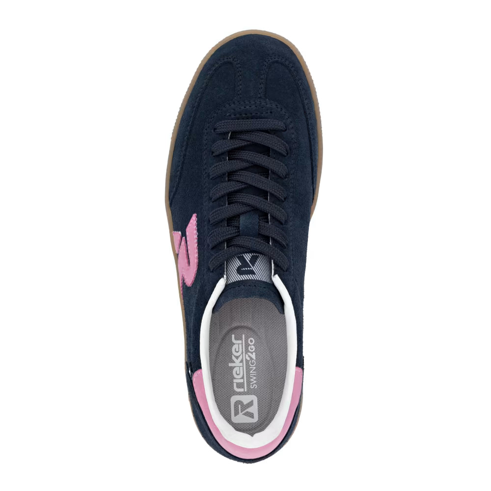 Rieker Swing2Go W2200-15 Navy & Pink Trainers with Gum Sole