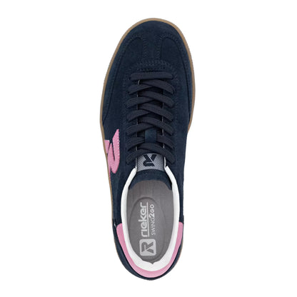 Rieker Swing2Go W2200-15 Navy & Pink Trainers with Gum Sole