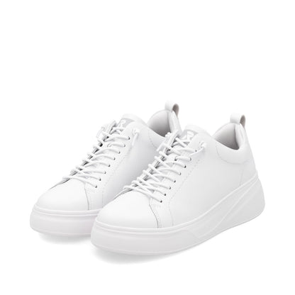 Rieker Soft W2301-80 White Elastic Lace Slip On Trainers