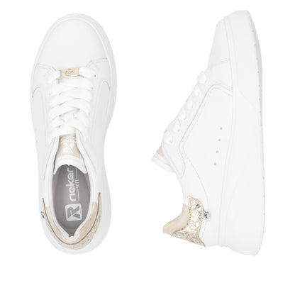 Rieker Soft W2303-80 White & Gold Trainers