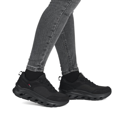 Rieker TEX Soft W3501-00 Black G Fit Elastic Lace Sneakers
