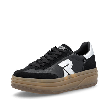 Rieker Swing2Go W3700-00 Black G 1/2 Fit Trainers with Gum Sole