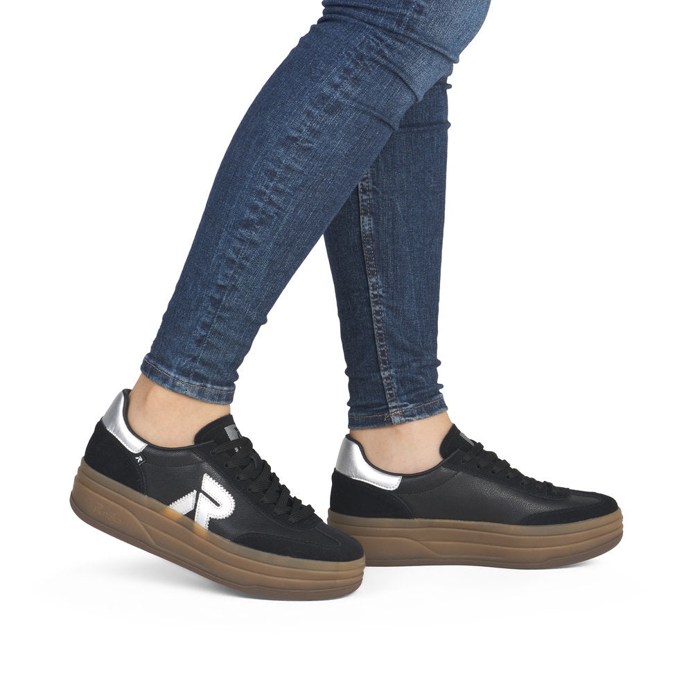 Rieker Swing2Go W3700-00 Black G 1/2 Fit Trainers with Gum Sole