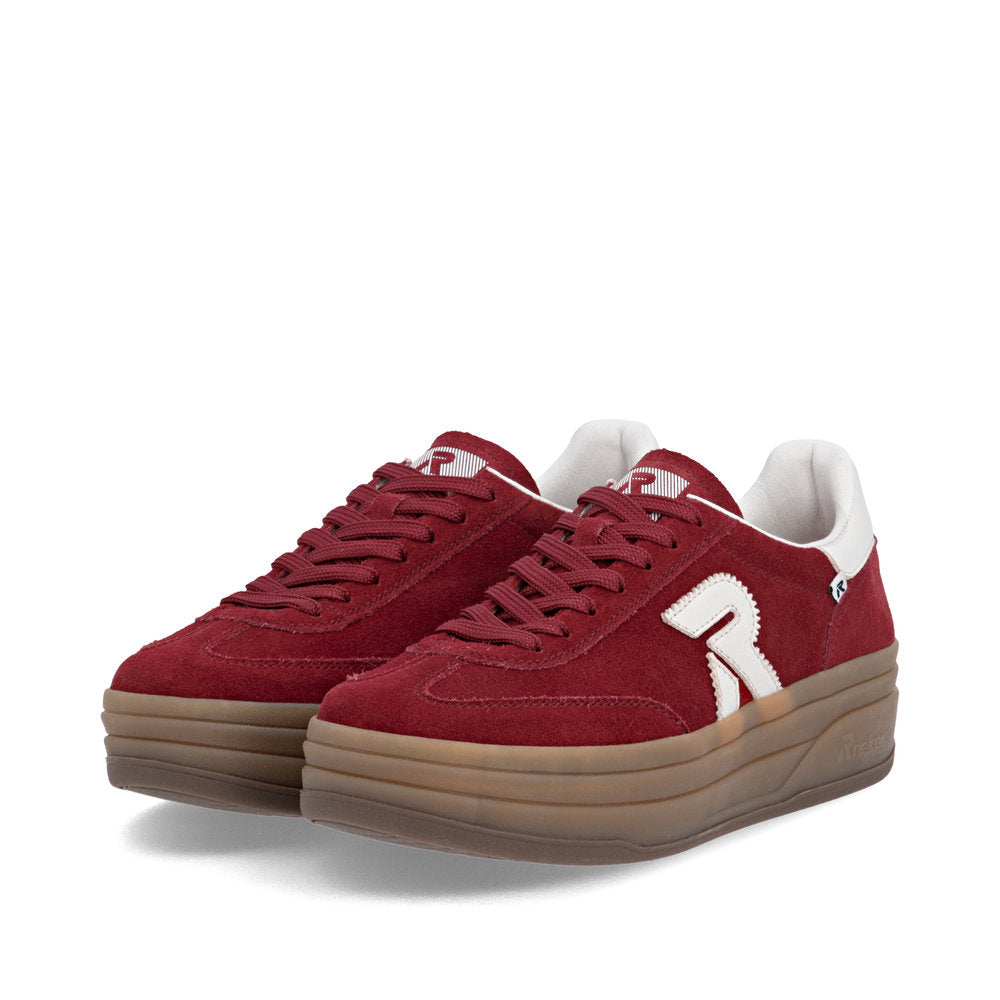 Rieker Swing2Go W3700-35 Red & Off White G 1/2 Fit Trainers with Gumsole