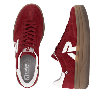 Rieker Swing2Go W3700-35 Red & Off White G 1/2 Fit Trainers with Gumsole