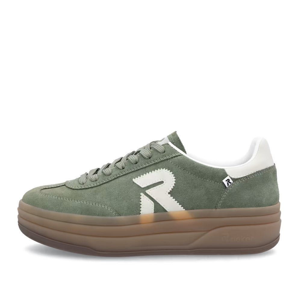 Rieker Swing2Go W3700-54 Olive Green & Cream G 1/2 Fit Sneakers