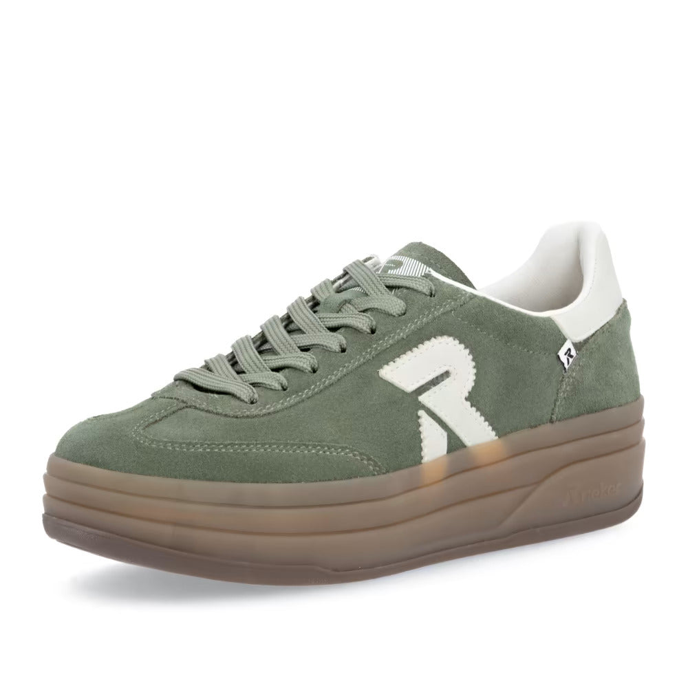 Rieker Swing2Go W3700-54 Olive Green & Cream G 1/2 Fit Sneakers