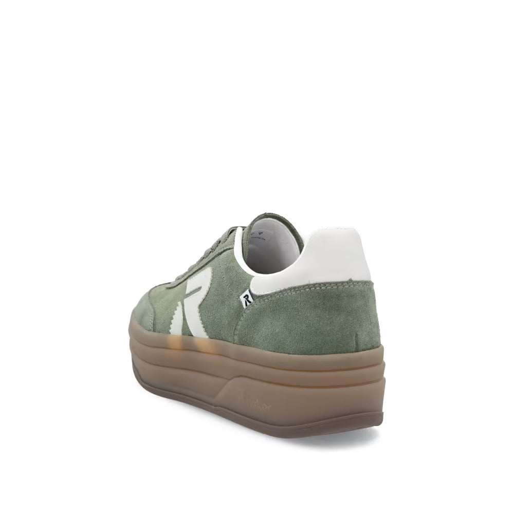 Rieker Swing2Go W3700-54 Olive Green & Cream G 1/2 Fit Sneakers