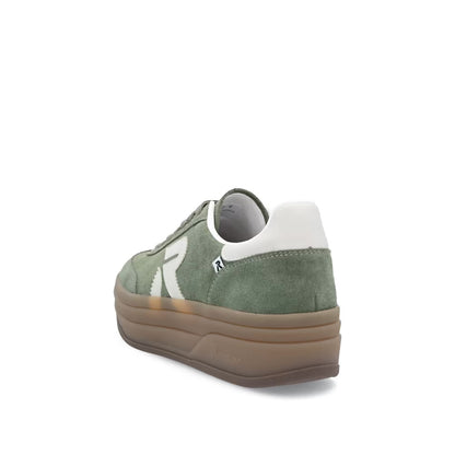 Rieker Swing2Go W3700-54 Olive Green & Cream G 1/2 Fit Sneakers