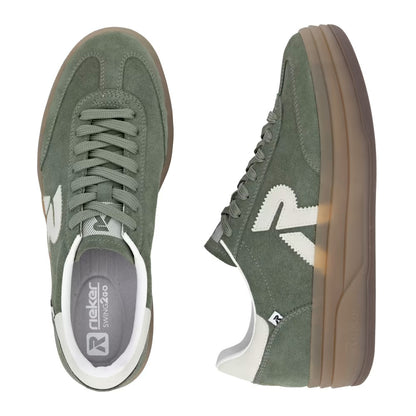 Rieker Swing2Go W3700-54 Olive Green & Cream G 1/2 Fit Sneakers