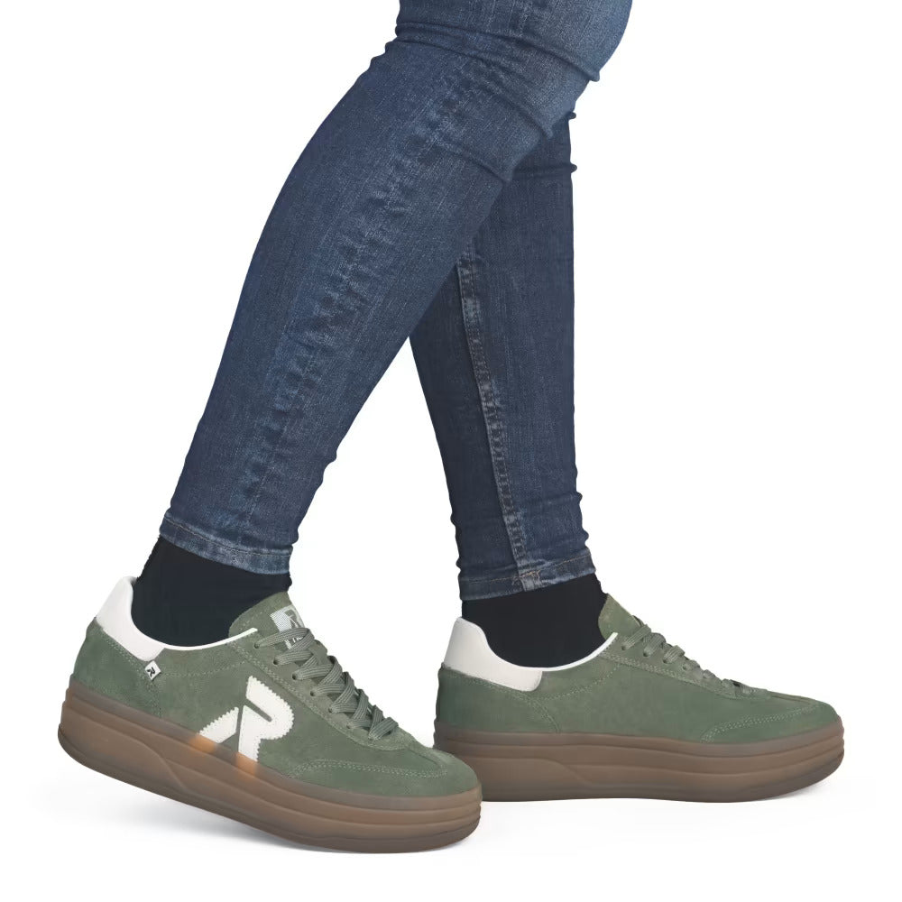 Rieker Swing2Go W3700-54 Olive Green & Cream G 1/2 Fit Sneakers